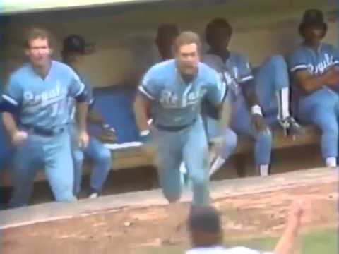 George Brett explodes out of the dugout