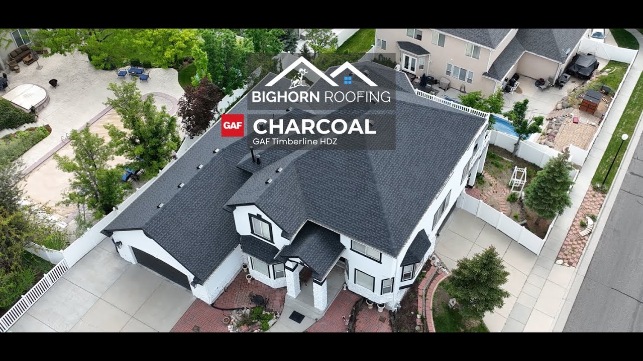 GAF Charcoal Shingles | Timberline HDZ Roof | Drone View | Bighorn Roofing