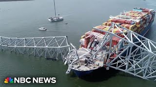 NTSB aerial video shows Baltimore bridge after cargo ship crash