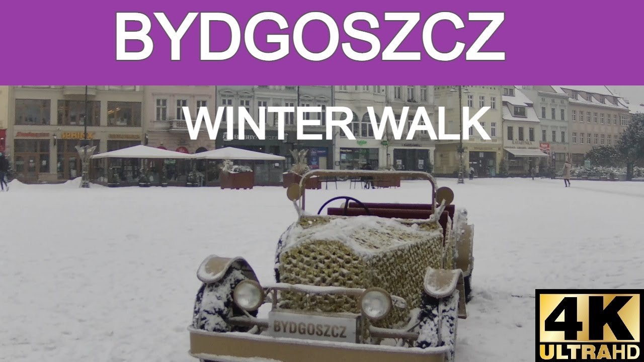 Bydgoszcz - walk in winter 4K