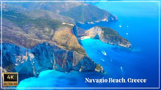 4K Navagio beach, Zakynthos Island, Greece: The Beautiful Blue Of The Aegean