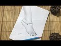 How to draw a girls feet with ankle ring  step by step pencil drawing tutorial for beginners