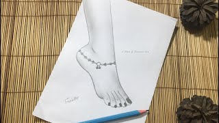 How to Draw a Girl's Feet with Ankle Ring || Step by Step Pencil Drawing Tutorial for Beginners