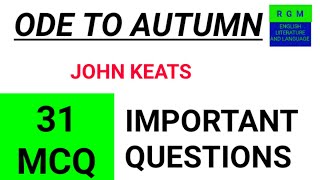 Ode to autumn objective type mcq ; John Keats, Slst English