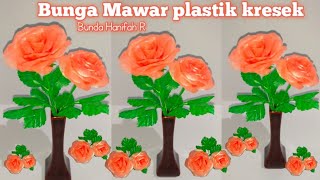 How to make Rose flowers with Plastic bag ll Making a beautiful plastic flower ll Mawar orange