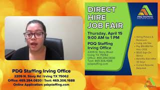 PDQ Staffing Irving - Direct Hire Job Fair & Warehouse Openings