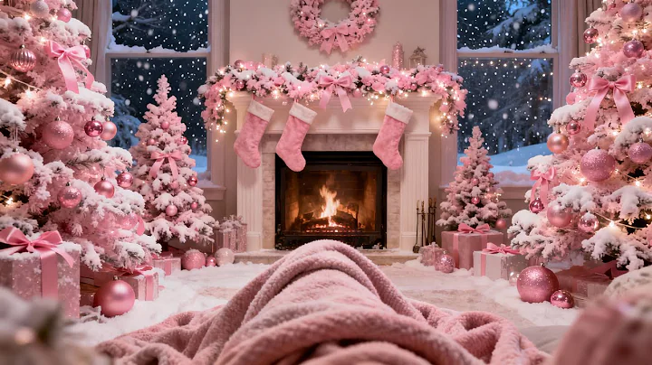 💗 Pink Christmas with a Cozy POV by the Fireplace on a Snowy Night ❄️✨