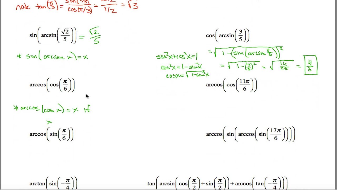 Inverse Trig Worksheet (part 22) Throughout Inverse Trigonometric Functions Worksheet