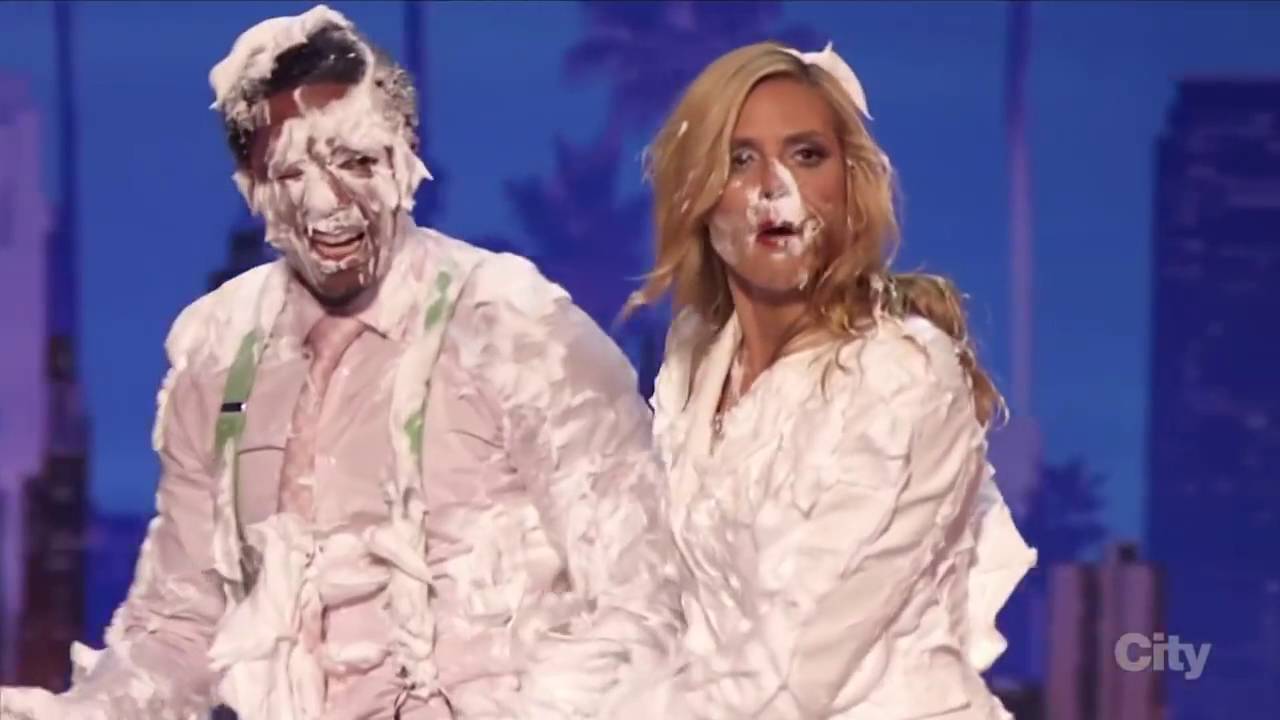 Mr. Splat and the Judges takes a dive on stage | Auditions Week 1 | America's Got Talent 2