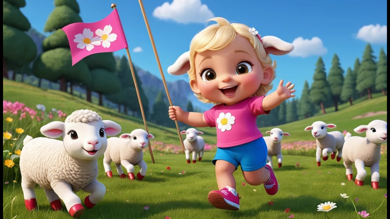 Soft Lamb Runs in Flower Field | Gentle Lamb Song for Kids | Sweet Meadow Adventure Rhyme
