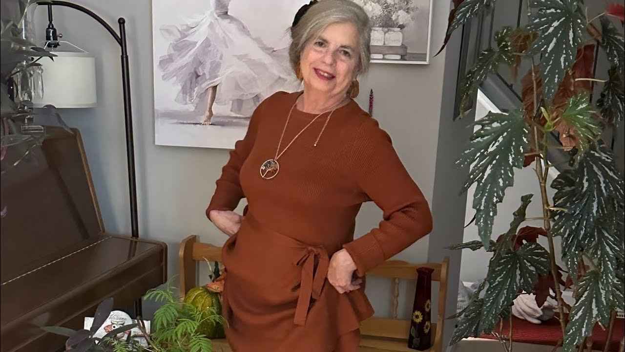CHRISTINA's Variety SHOW, 10/17/2023 MODEL #806, Elegant Burnt Orange  Sweater Dress 🍁🔥 - YouTube