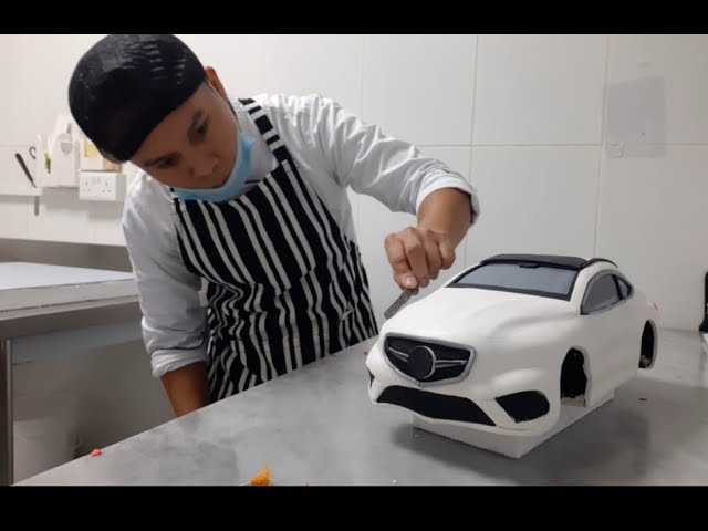 CAR CAKE CARVING how to shape Mercedes Benz-LEaRN CAKE TV/v#23 