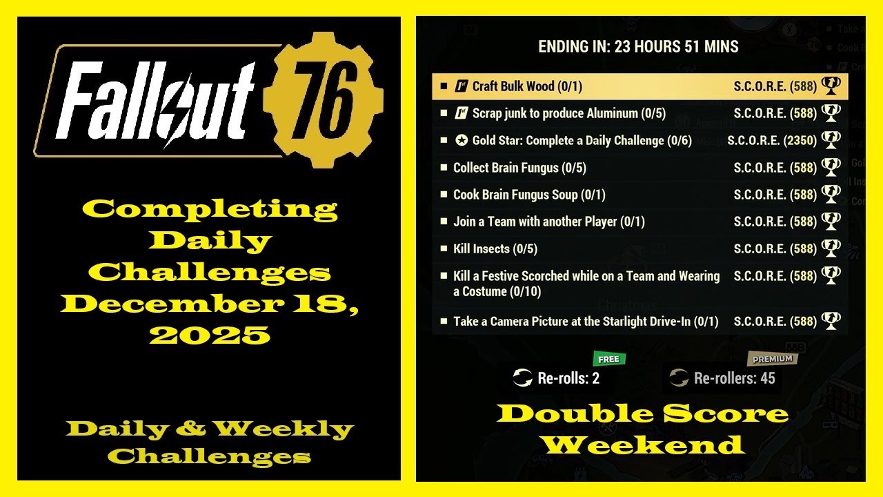 Completing Daily Challenges For December 18, 2025 - Fallout 76 Daily Challenges Guide - Double Score
