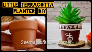 Diy Little Terracotta Planter 🪴 hack | in just 1 minute | Painting on pot | beautiful decor item 😍
