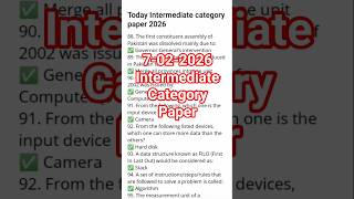 Intermediate category paper 07-02-2026 | sts iba today intermediate category paper #stsiba #today