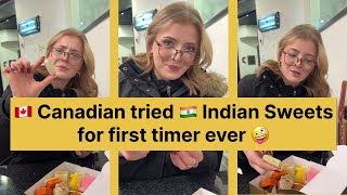 🇨🇦 Canadian Blond Girl Tries 🇮🇳 Indian Sweets for the First Time | Indian Street Food  | #Veggmomo