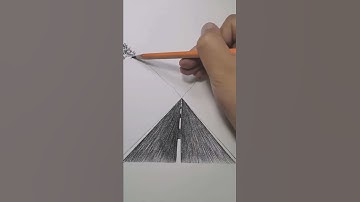 one point perspective drawing trees on side of road 🛣️