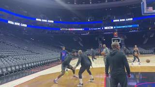 PAUL GEORGE WORKING WITH VJ EDGECOMBE IN SIXERS MORNING SHOOTAROUND& EXPECTED TO RETURN ON WEDNESDAY