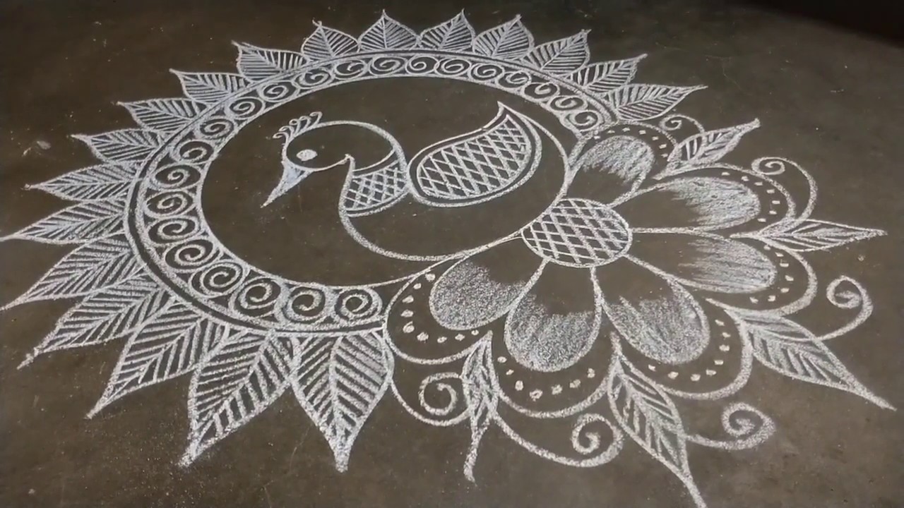 Bird rangoli design 719 - YouTube