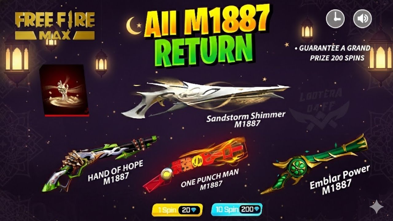 All M1887 Return Skin Confirm Date💥🤯| One Punch Man M1887 Return | Next Universal Ring |Ff New Event