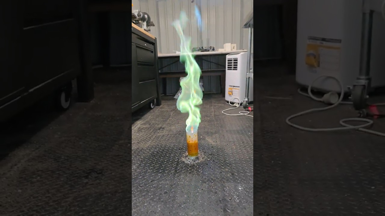Brake Fluid Makes Green Jet of Fire