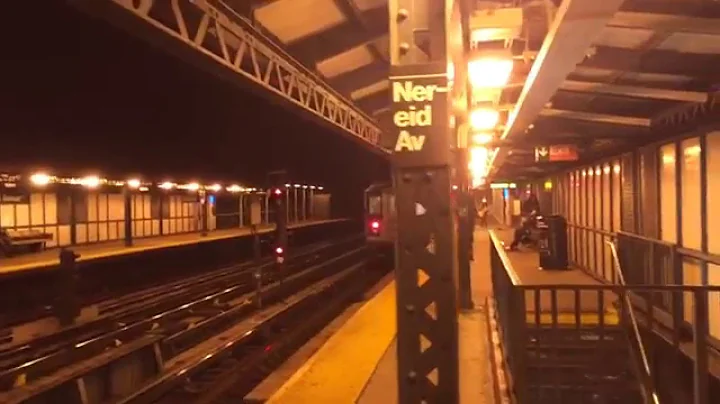 MTA NYC Subway: R142 (5) discharging passengers at Nereid Av-238 St