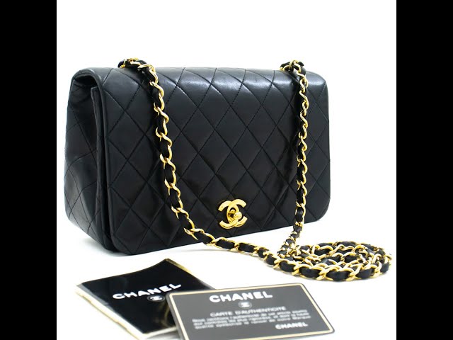 CHANEL Full Flap Chain Shoulder Bag Black Quilted Lambskin Purse