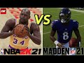 Can Lamar Jackson Rush For A 99 Yard TD BEFORE Shaq Makes A Three? | 2K vs Madden