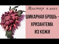 Брошь из кожи. Хризантема