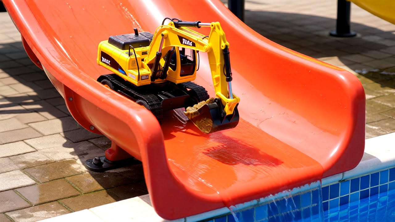 WOW! Dirty Construction Trucks' SURPRISE POOL PARTY! 🚚💦 Nursery Rhymes+Kid Songs