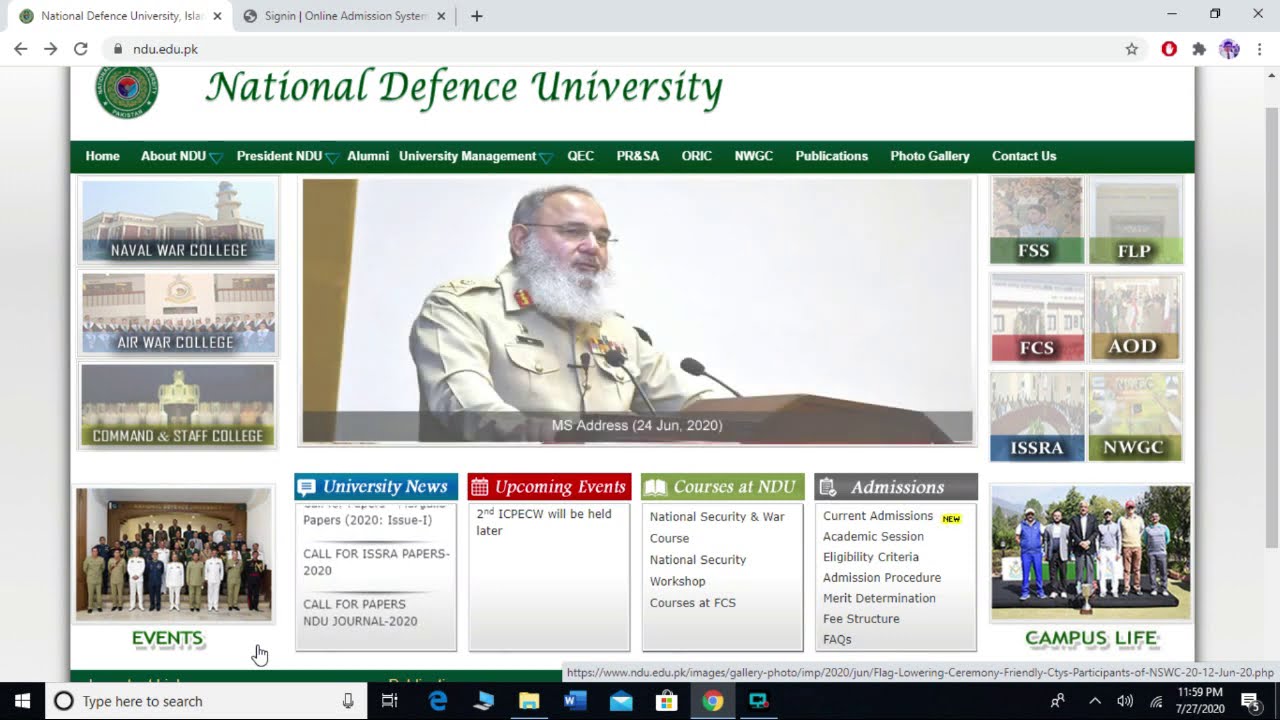 National Defense University NDU About NDU how To Fill Online Application Form Of NDU YouTube