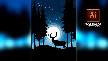 How to create Animal Silhouette moonlight vector illustration : Adobe illustrator tutorial
