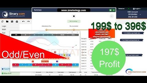 free even and odd bot from 199$ to 396$ on real account trading on deriv / binary.com