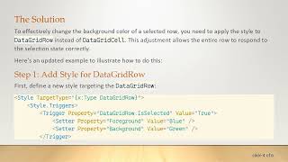 How to Change the Background Color of Selected Rows in WPF DataGrid