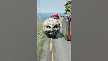 Cars & Ambulance Van vs Giant Pit Bollards Crash - BeamNG.Drive