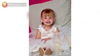 A-line Spaghetti Straps Peach Ivory Lace Tulle Flower Girl Dress | Princessly Dresses