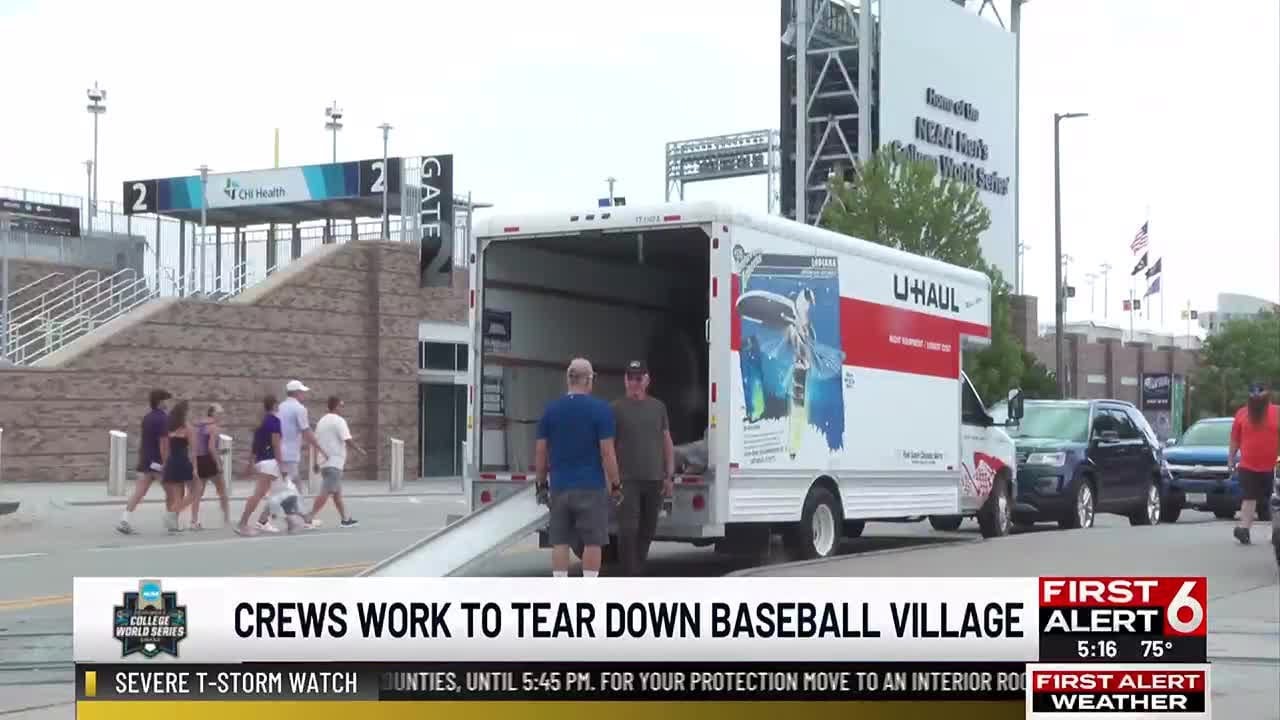 Crews work to tear down Omaha's Baseball Village