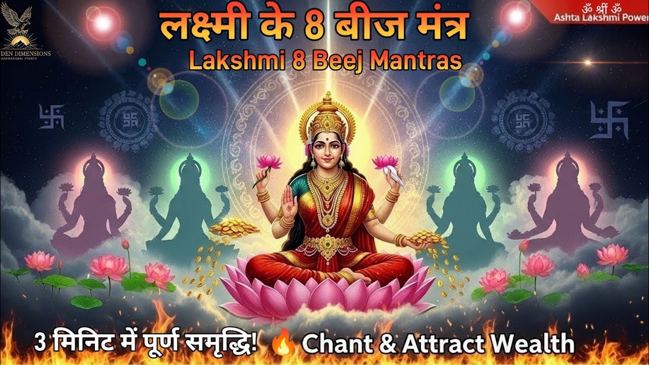 लक्ष्मी के 8 बीज मंत्र 🔥3 Min में धन-समृद्धि जाप | Ashta Lakshmi PowerChant