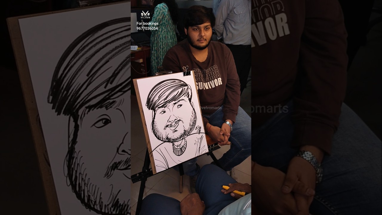 Live caricature drawing performance by artist Surendra🤣  book your events now!!!❤️ 