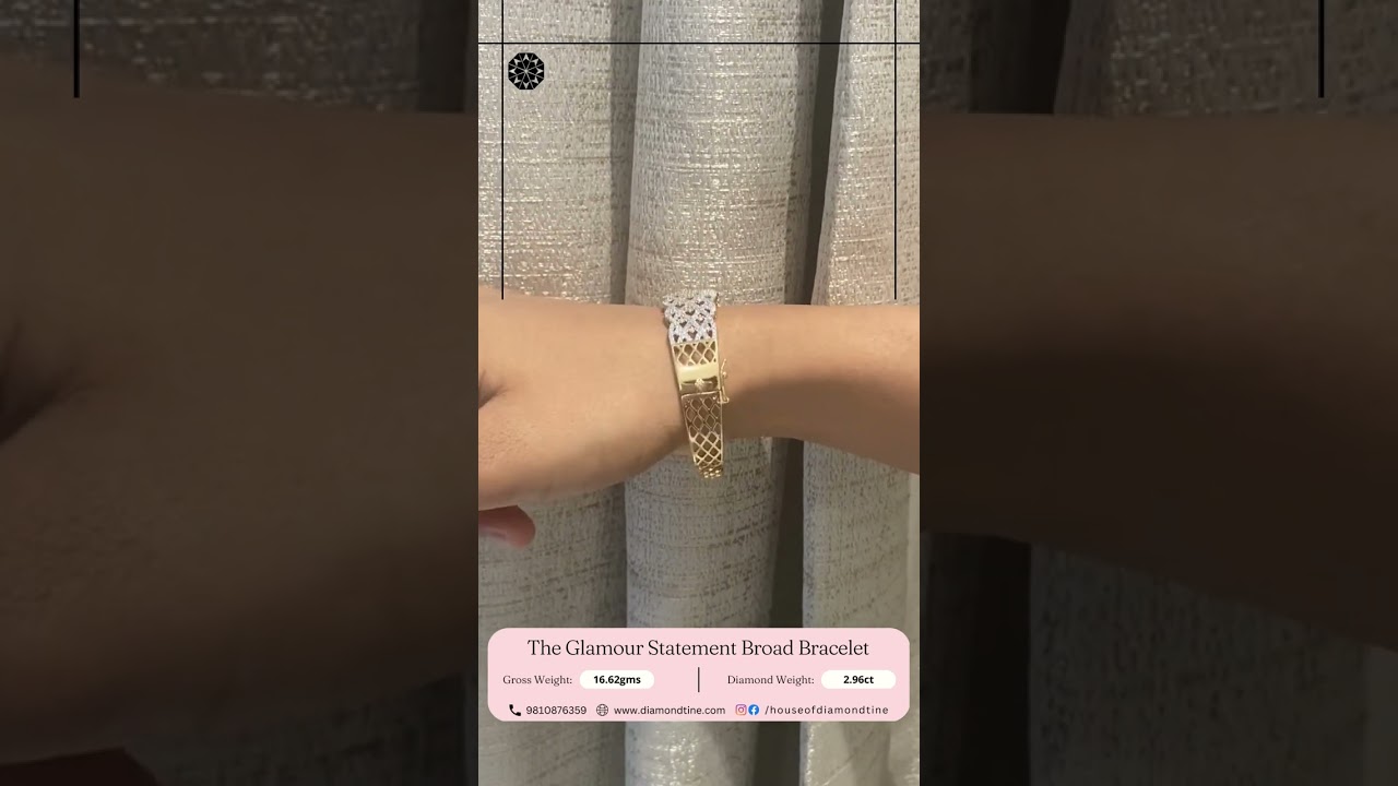 The Glamour Statement Broad Bracelet | Diamond Bracelet | 