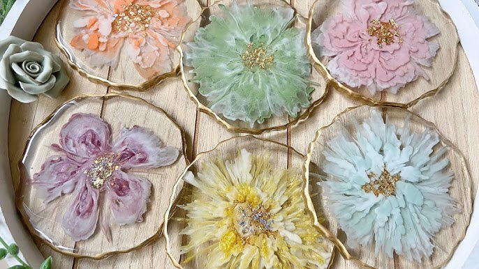 DIY resin coasters with dried pressed flowers - Gardening4Joy