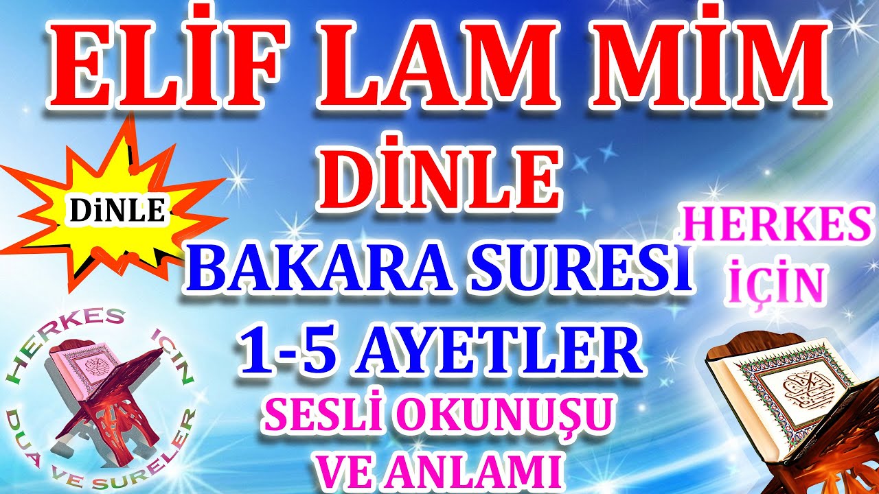 Bakara Suresi 1   5 Ayetler Elif lam mim ezberle Herkes iin Dua   Elif Lam Mim Suresi Dinle