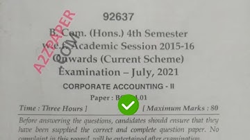 Mdu BCom Hons 4th Sem Corporate Accounting Question Paper 2021