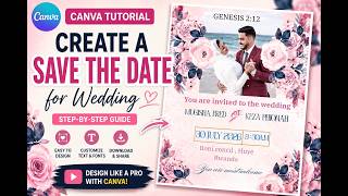 How to Create a Beautiful Save the Date Wedding Card in Canva | Step-by-Step Tutorial || kinyarwanda