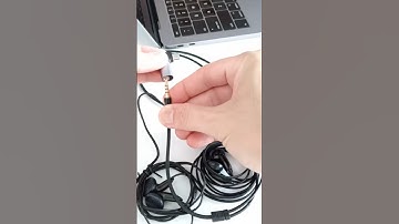 Plug the audio splitter jack into the DAC adapter and plug it in onto the MacBook USB-C port #shorts