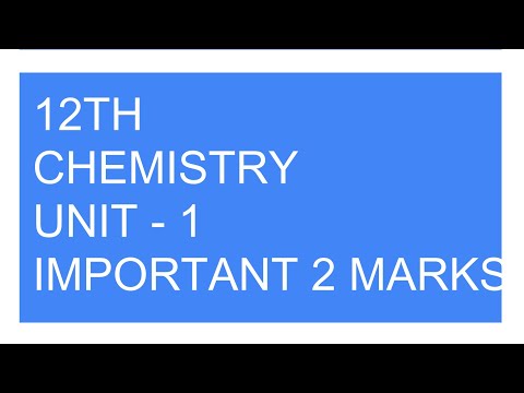 12th Chemistry Important 2 Marks | Unit - 1 | Tamil Medium