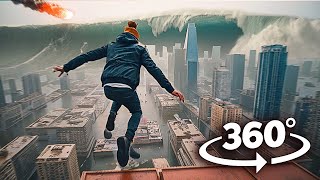 360° ASTEROID STRIKES the CITY | Realistic Rooftop Escape VR 360 Video 4K Ultra HD screenshot 5