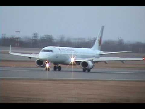 An AC Embraer 190 arring at Halifax Stanfield International Airport on 20 November, 2009.