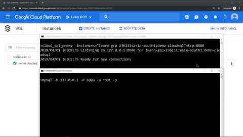 Two different options to connect to Google Cloud SQL instance from a remote windows machine