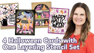 4 Halloween Cards with One Layering Stencil Set